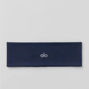 ALO Yoga Navy Stretch Headband with Logo
